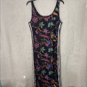Adidas long floral tank dress